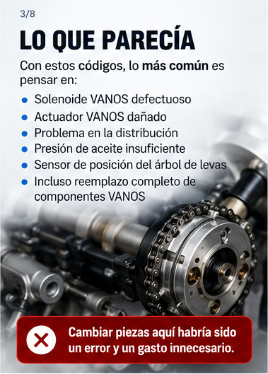 Hipótesis iniciales de diagnóstico VANOS, sin confirmar una pieza dañada