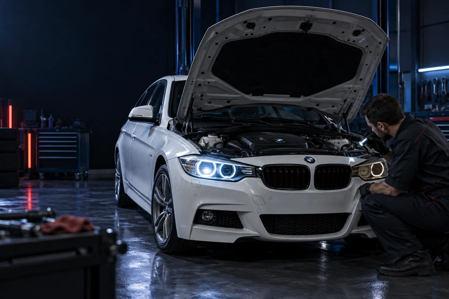 BMW con una falla de iluminación delantera durante la evaluación inicial